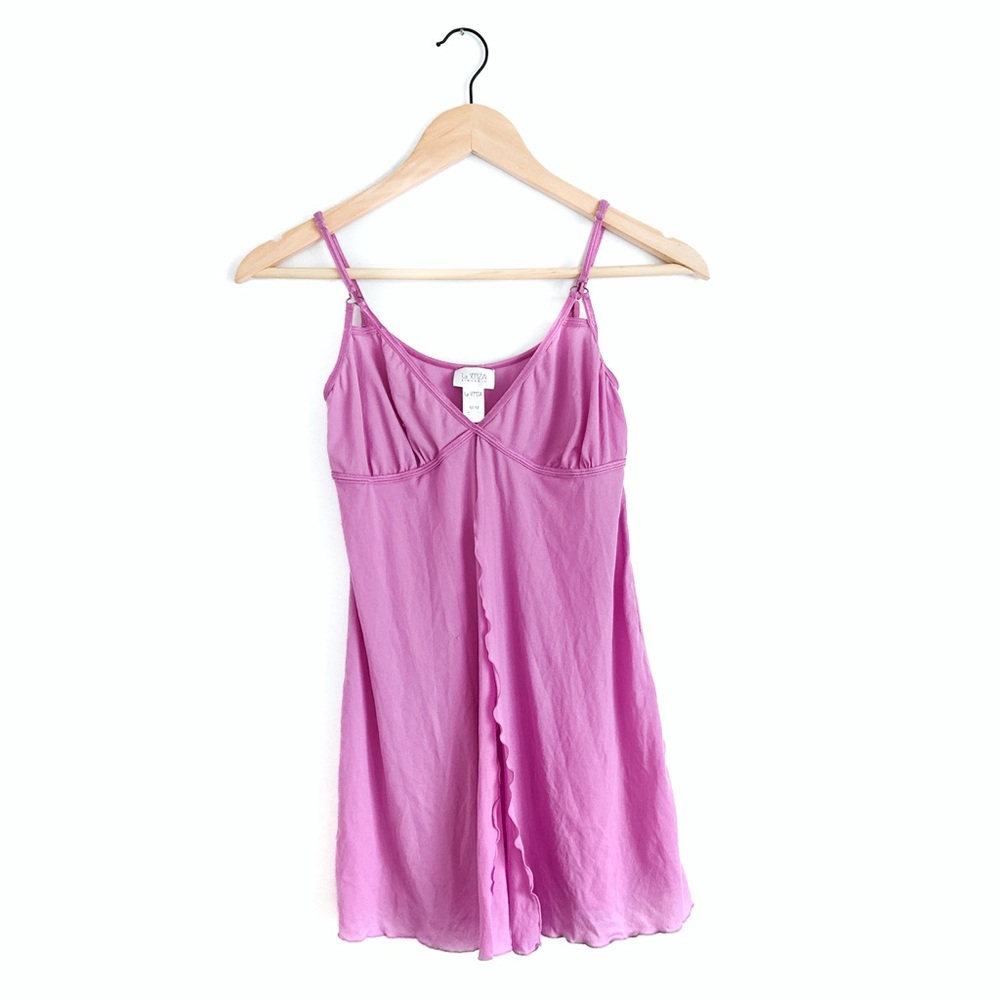 La SENZA Y2K Babydoll Pink Lingerie Top Tulip Hem - Size Medium